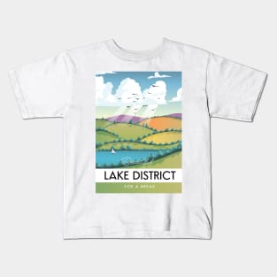 Lake District England travel poster. Kids T-Shirt